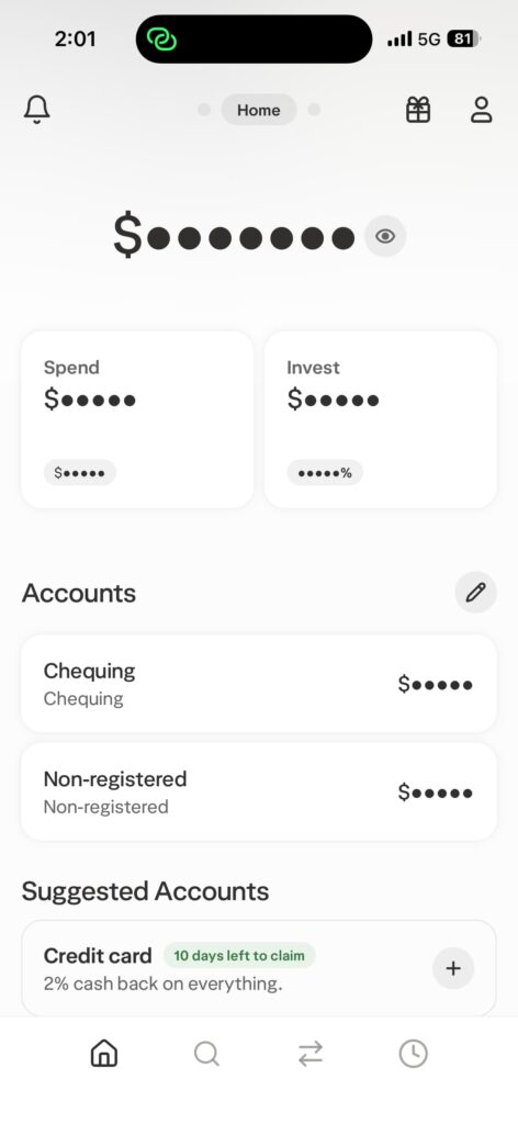 Wealthsimpleのアプリ