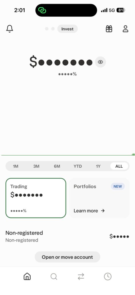 Wealthsimpleのアプリ