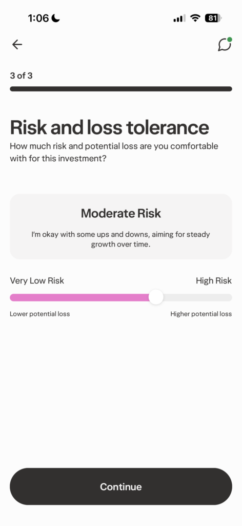 Wealthsimpleのポートフォリオ機能のスクリーンショット。